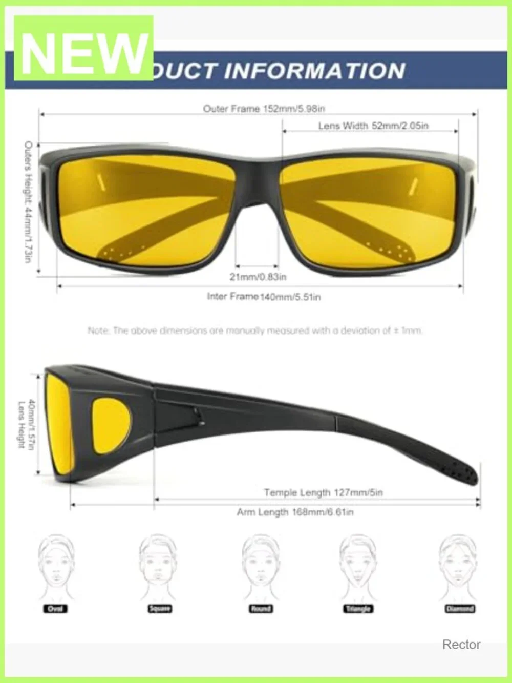 Night Vision Glasses Fit Over Wrap Around Anti Glare HD Lens 3 Pack